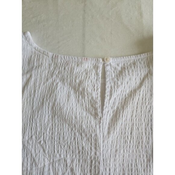 Levi's Blouse Womens 3X White Seersucker Boxy 3/4 Sleeve Slouchy Button Oversize - Picture 13 of 16